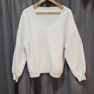 White V-Neck Women's Sweater